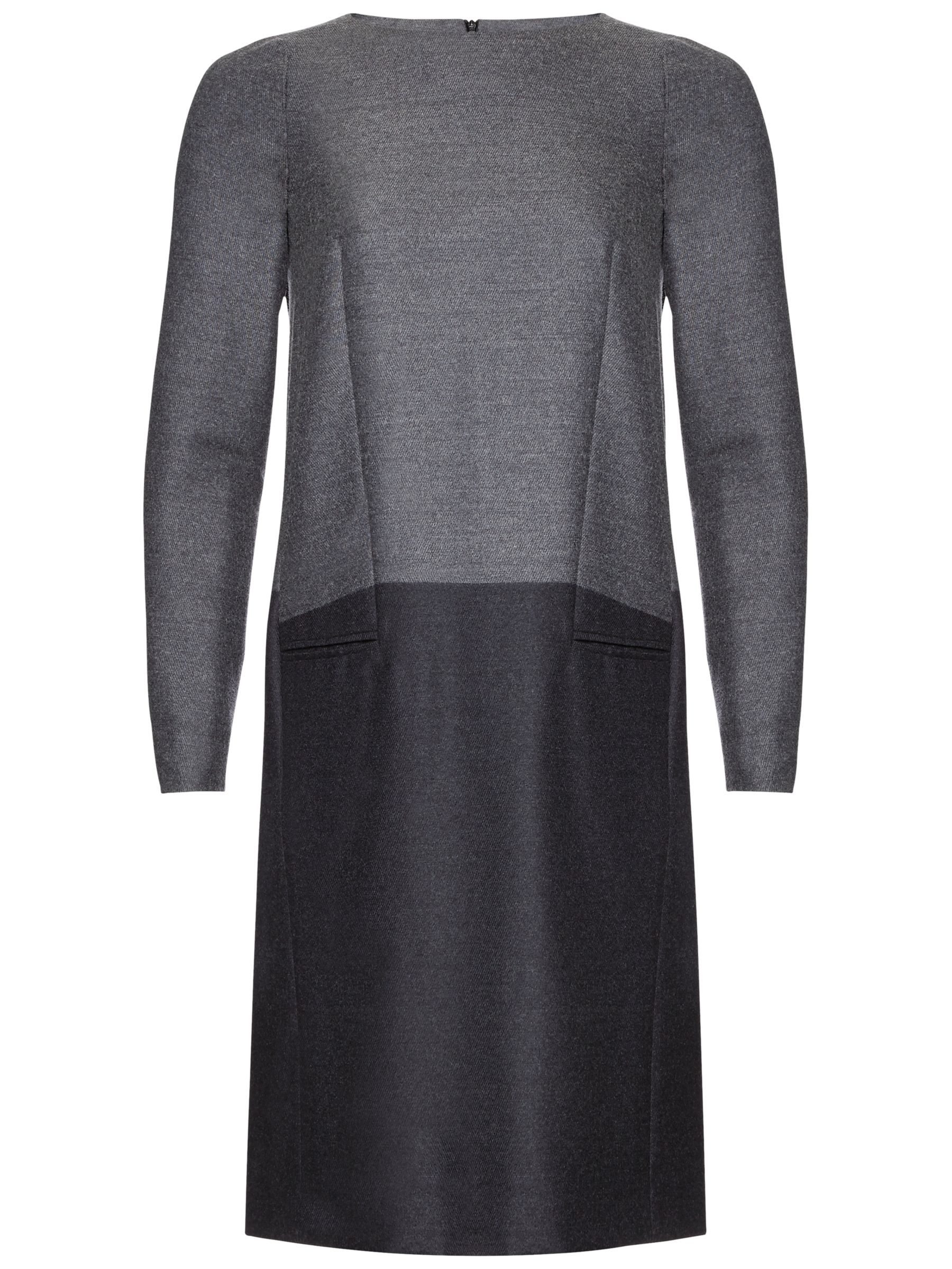 Jaegar Colour Block Wool-Blend Dress, Grey / Navy