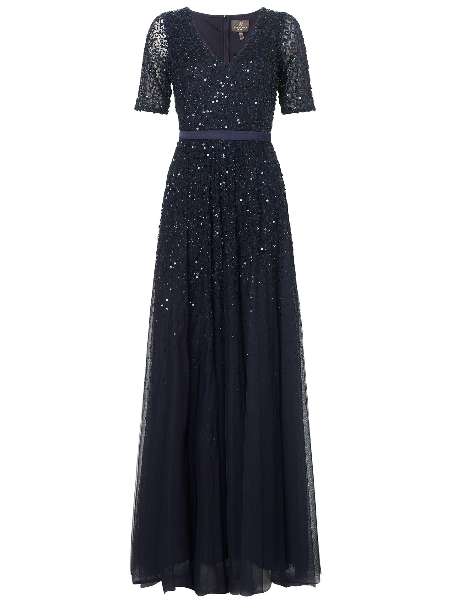 Adrianna Papell Sequin Ball Gown, Midnight Blue at John Lewis & Partners