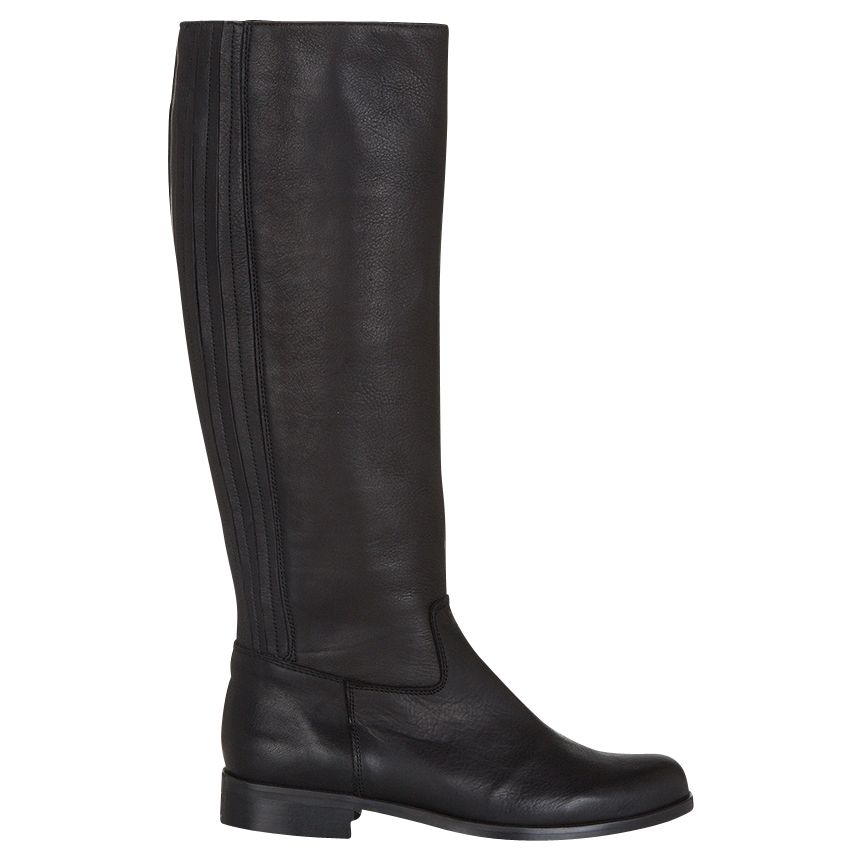 NW3 by Hobbs Kaylee Long Leather Flat Boots, Black at John Lewis & Partners