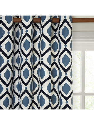 John Lewis & Partners Indah Pair Lined Eyelet Curtains, Indian Blue