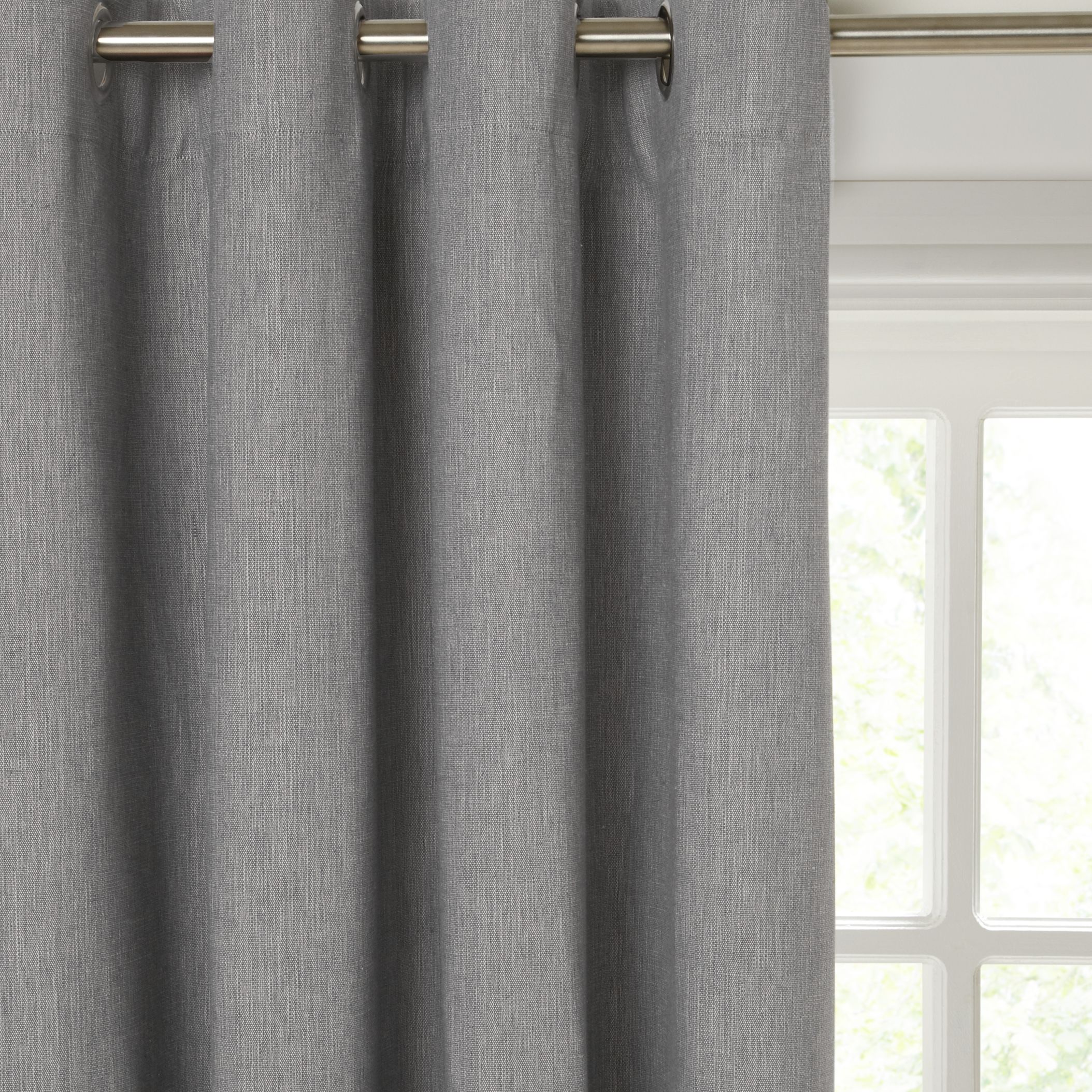 House by John Lewis Pair Lined Eyelet Curtains, Steel, W228 x Drop 228cm