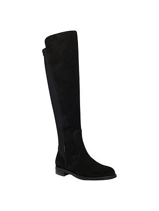 Carvela Walnut Suede Flat Knee High Boots, Black