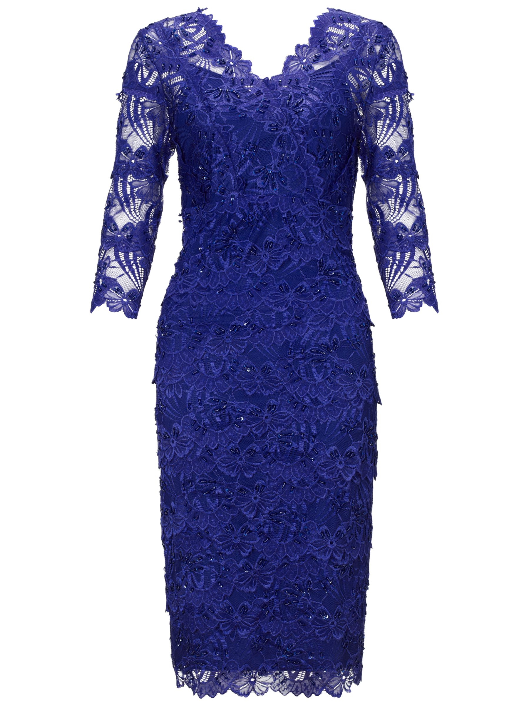 Gina Bacconi Beaded Lace Dress, Royal