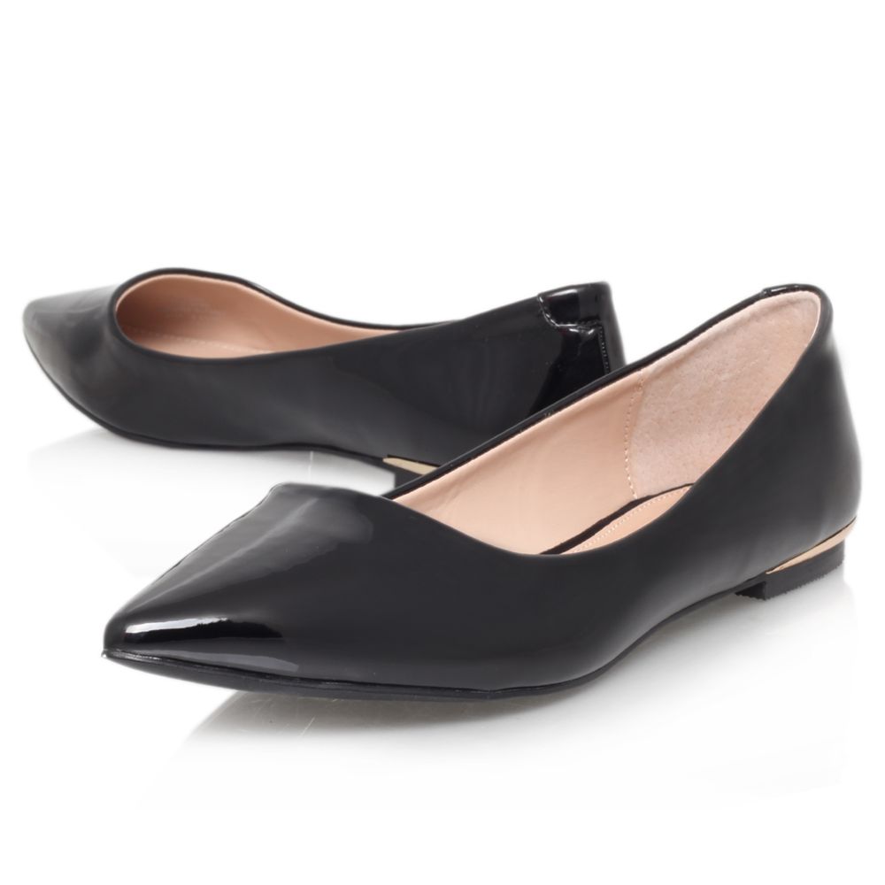 Carvela Minnie Toe Pointed Flat Shoes, Black at John Lewis & Partners