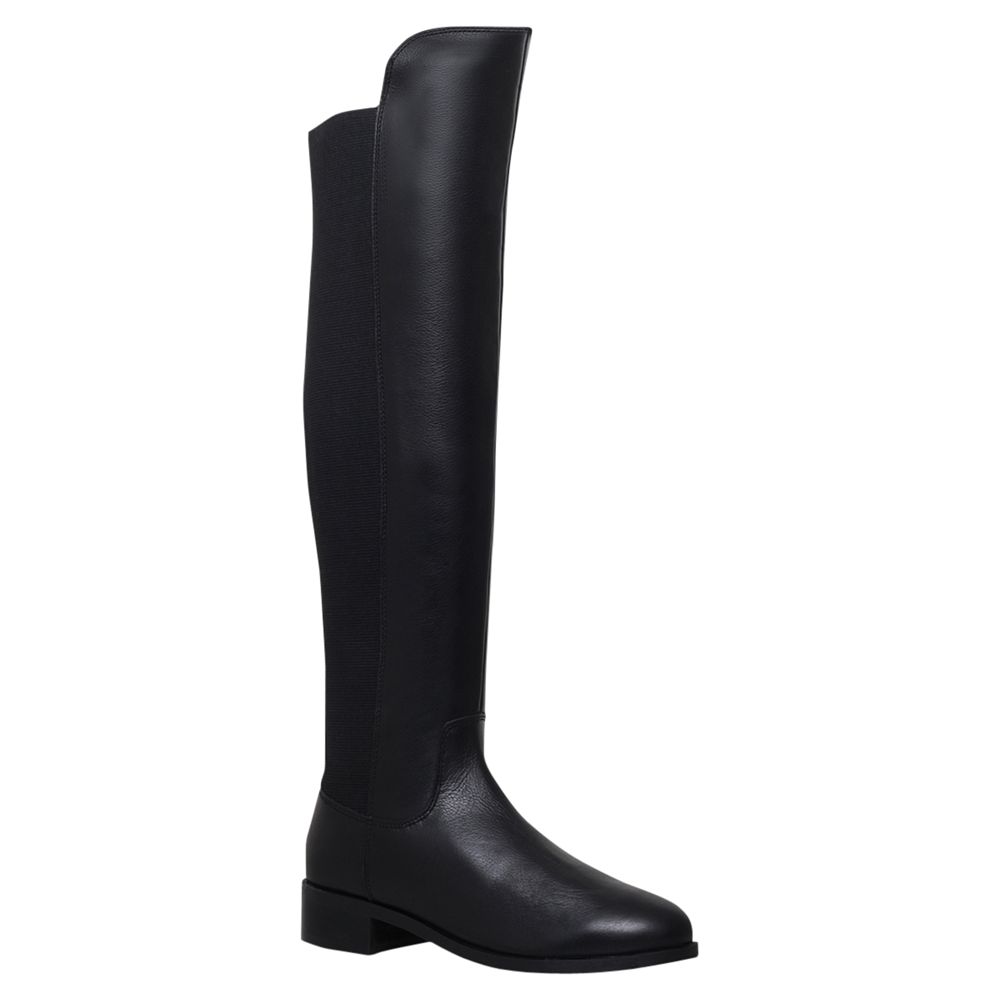 Carvela Pacific Low Block Heel Over the Knee Boots, Black Leather
