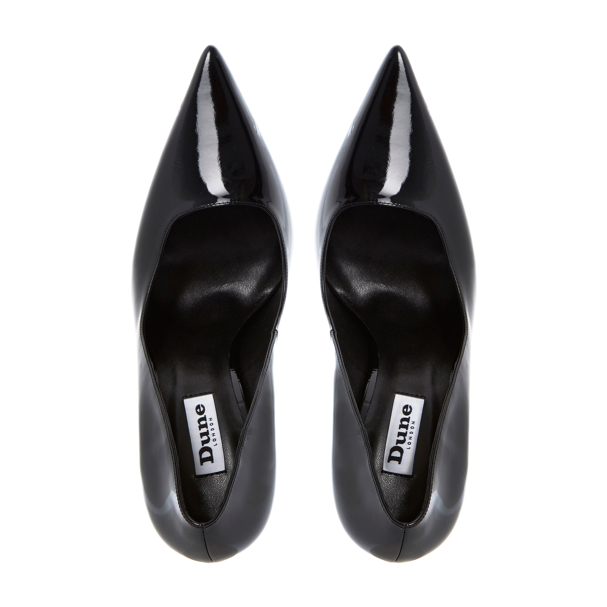 Dune Brook Ultra Slim Heel Extreme Pointed Toe Court Shoe, Black at ...
