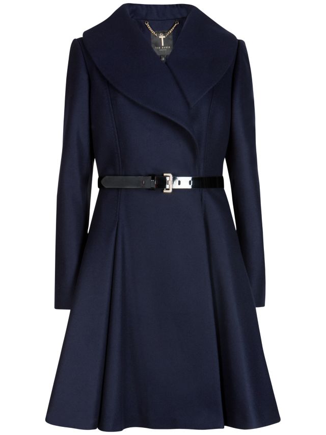 Ted Baker Flared Skirt Coat, Navy