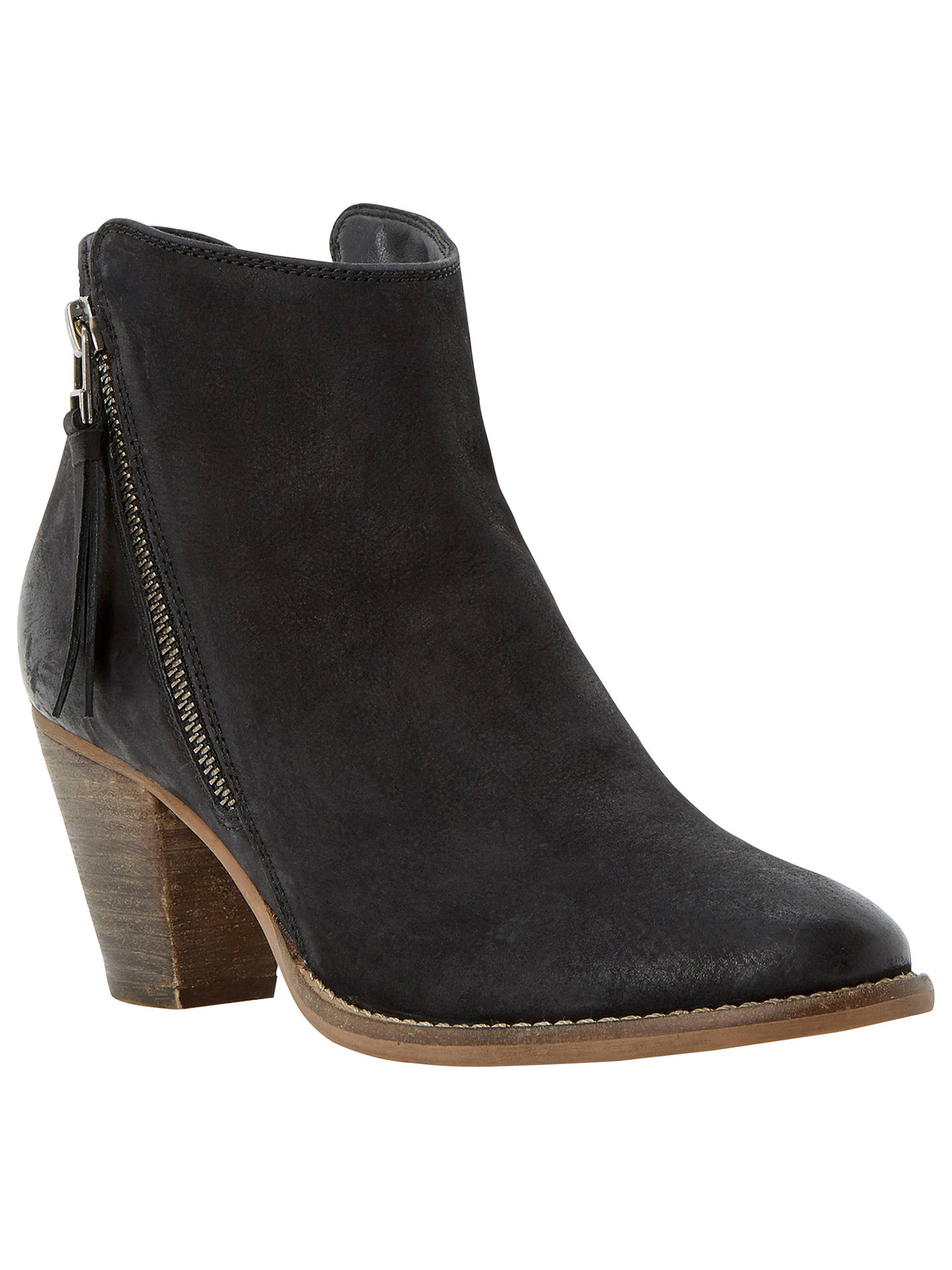 Dune Pollie Leather Ankle Boots, Black at John Lewis & Partners