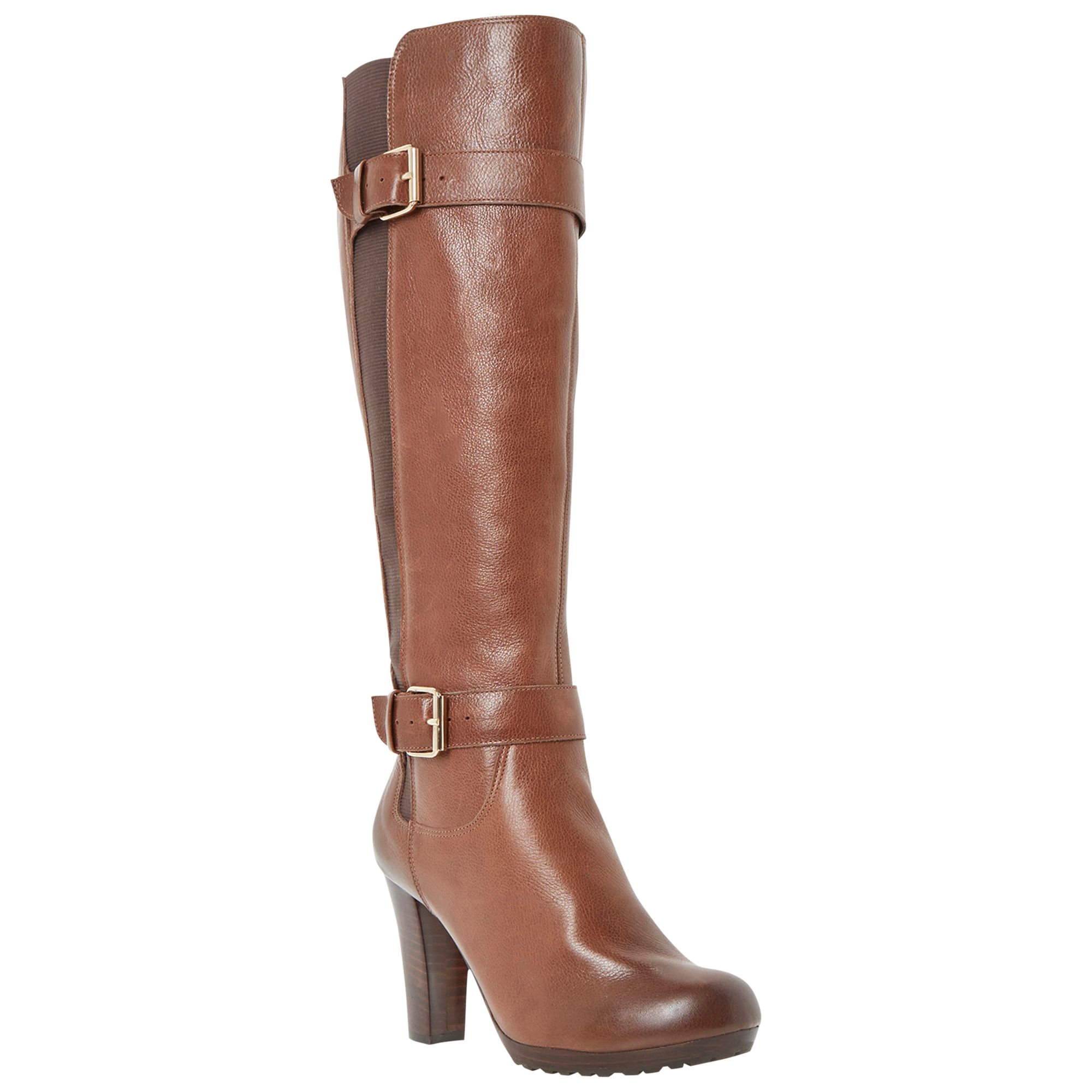 Dune Social Knee-High Leather Buckle Detail Boots