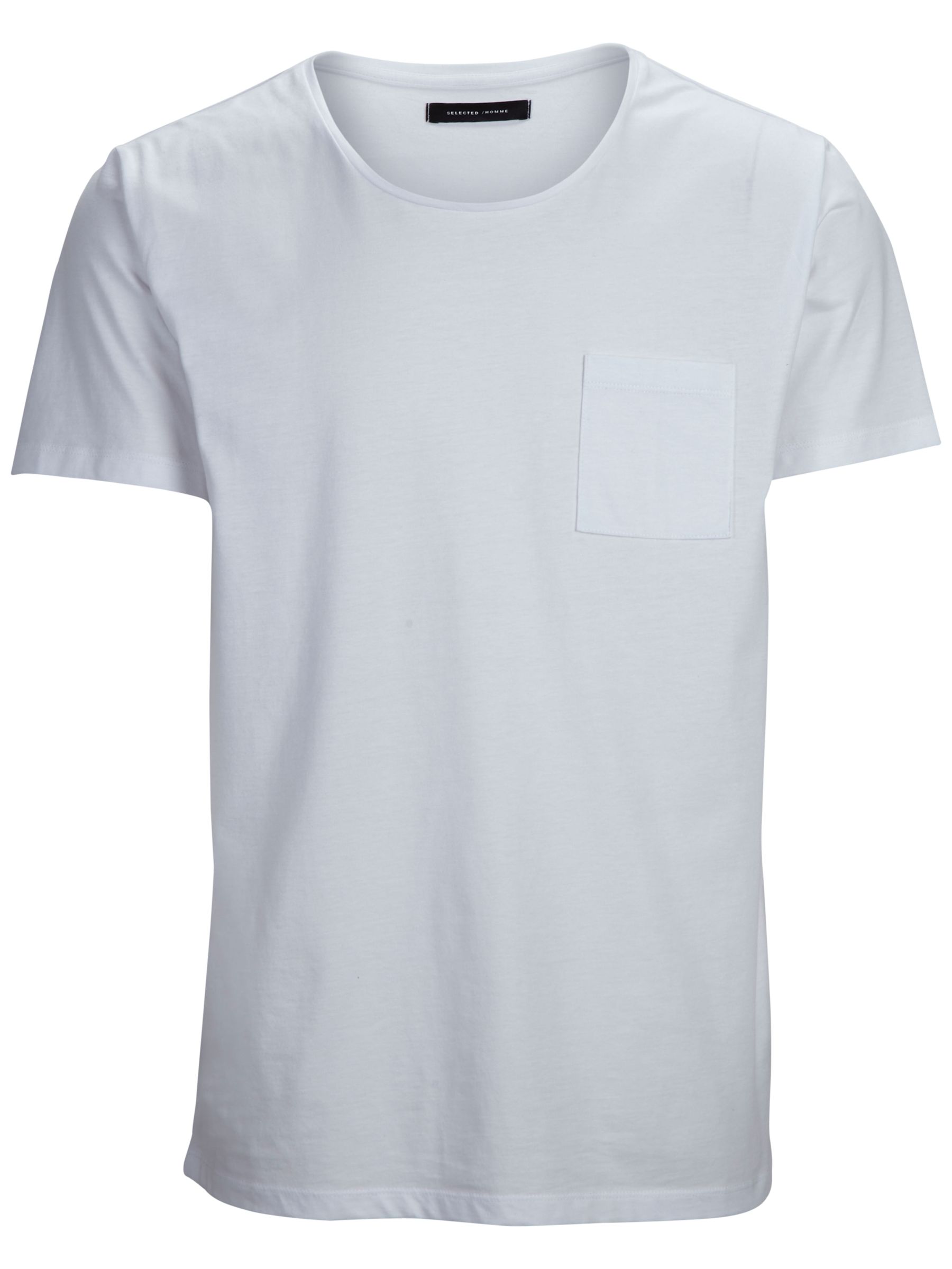 Selected Homme Dave Pima Cotton T-Shirt, Bright White, L