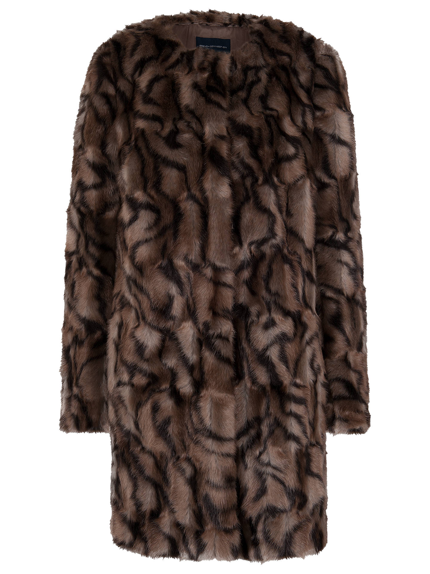 French Connection Tabby Faux Fur Collarless Coat, Multi at John Lewis ...