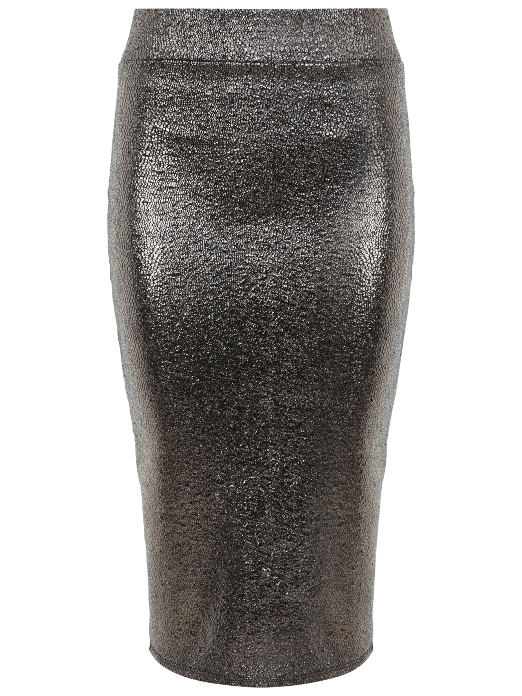 Miss Selfridge Metallic Pencil Skirt, Silver at John Lewis & Partners