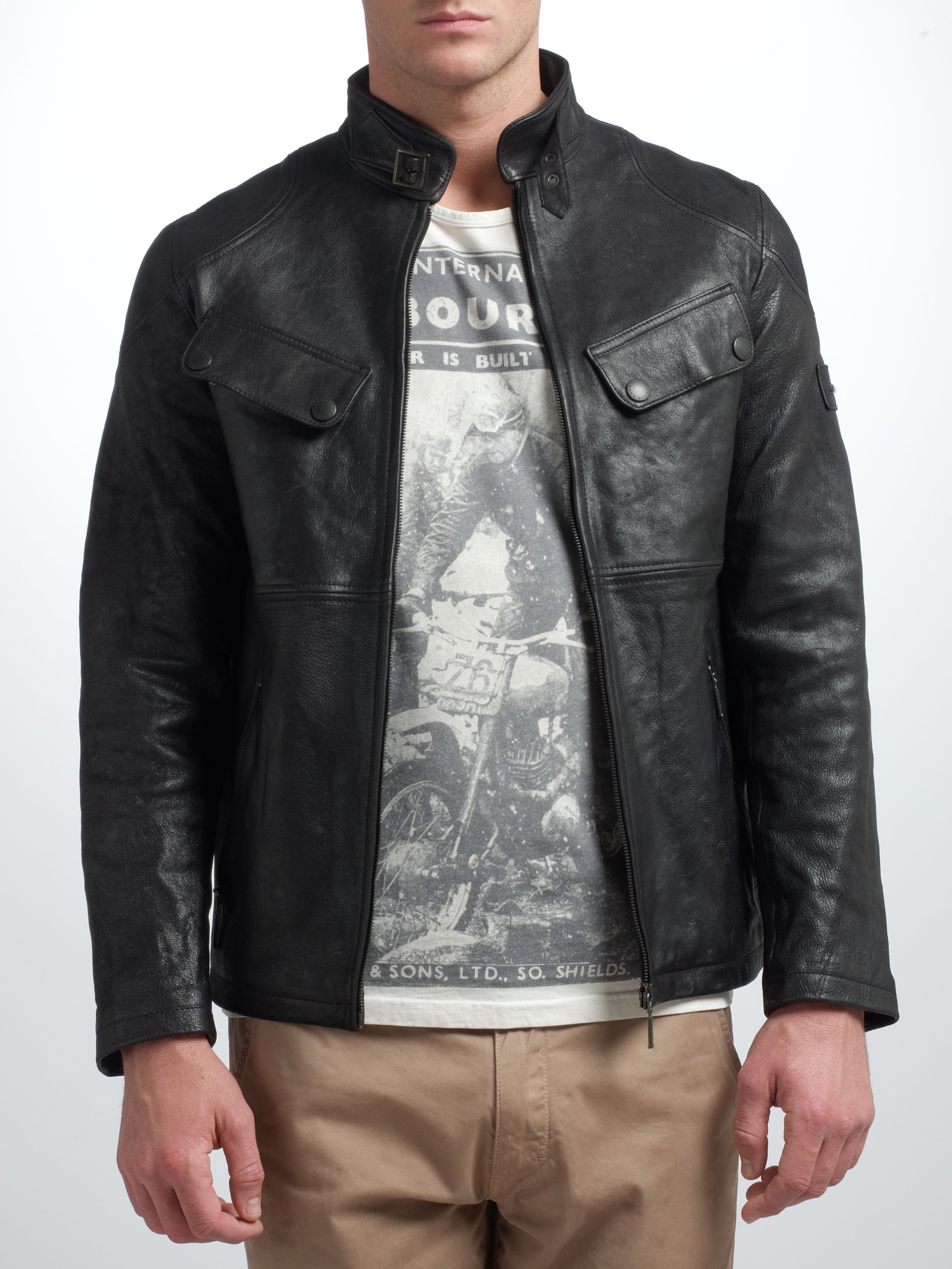 barbour international leather jacket