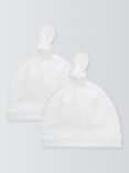 John Lewis & Partners Baby GOTS Organic Cotton Hat, Pack of 2, One Size, White