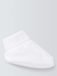 John Lewis & Partners Baby GOTS Organic Cotton Booties, White, One Size
