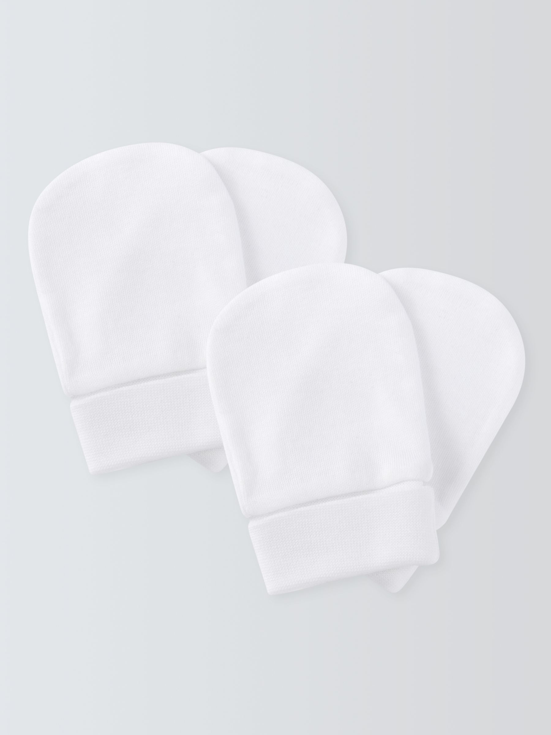 John Lewis Baby Cotton Scratch Mitts, Pack of 2, White, One Size
