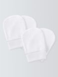 John Lewis & Partners GOTS Organic Cotton Scratch Mitts, Pack of 2, White, One Size