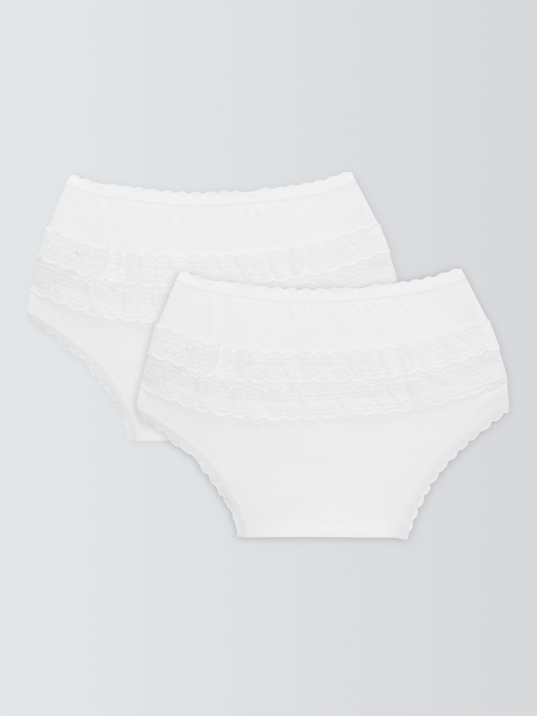 John Lewis Baby Cotton Frill Pants, Pack of 2, White, Newborn