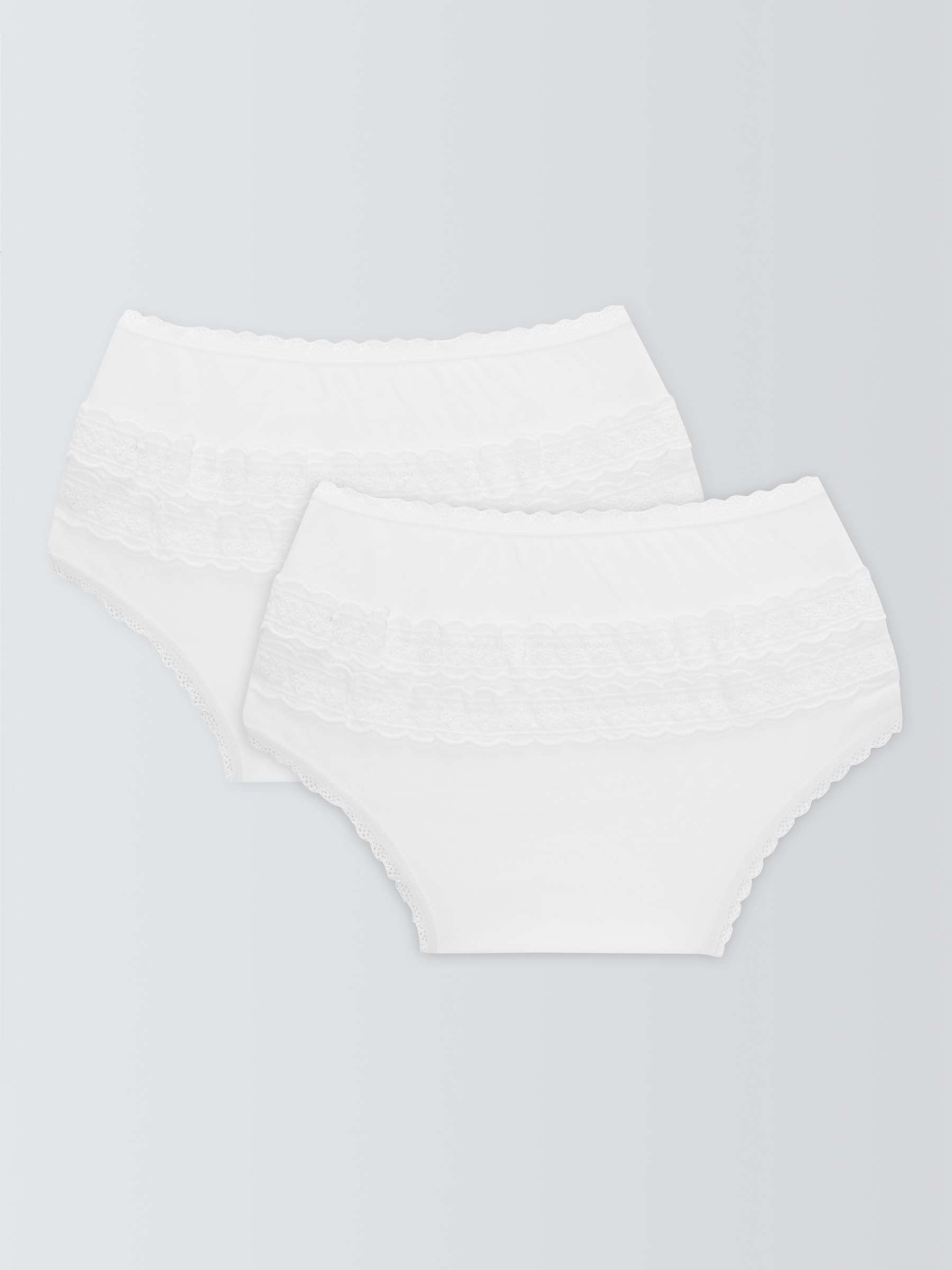 Buy John Lewis Baby Cotton Frill Pants, Pack of 2, White Online at johnlewis.com