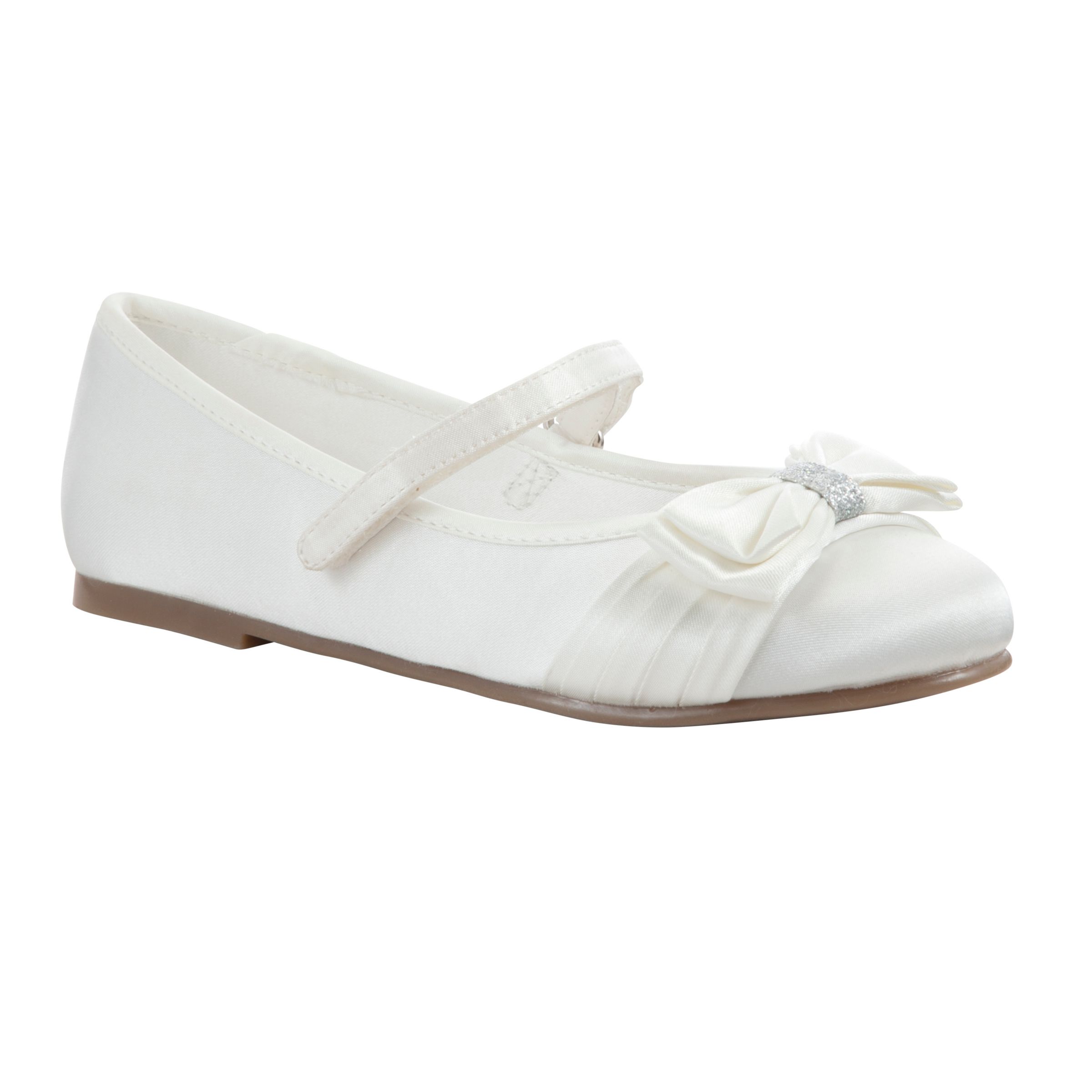John Lewis & Partners Bow Ballet Bridesmaids' Shoes, Ivory/Silver