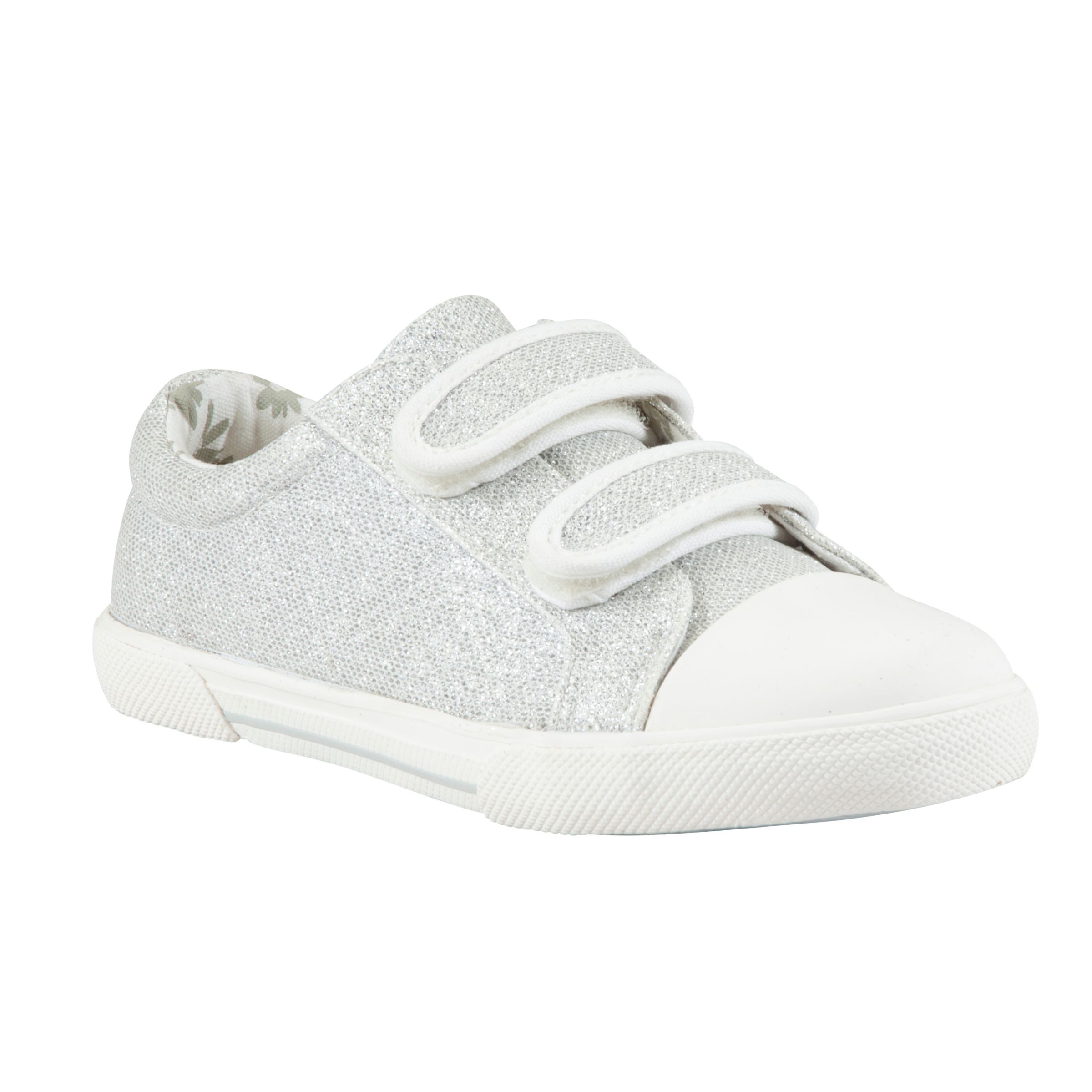 Buy John Lewis Sparkle Double-Tab Trainers, Silver Glitter Online at ...