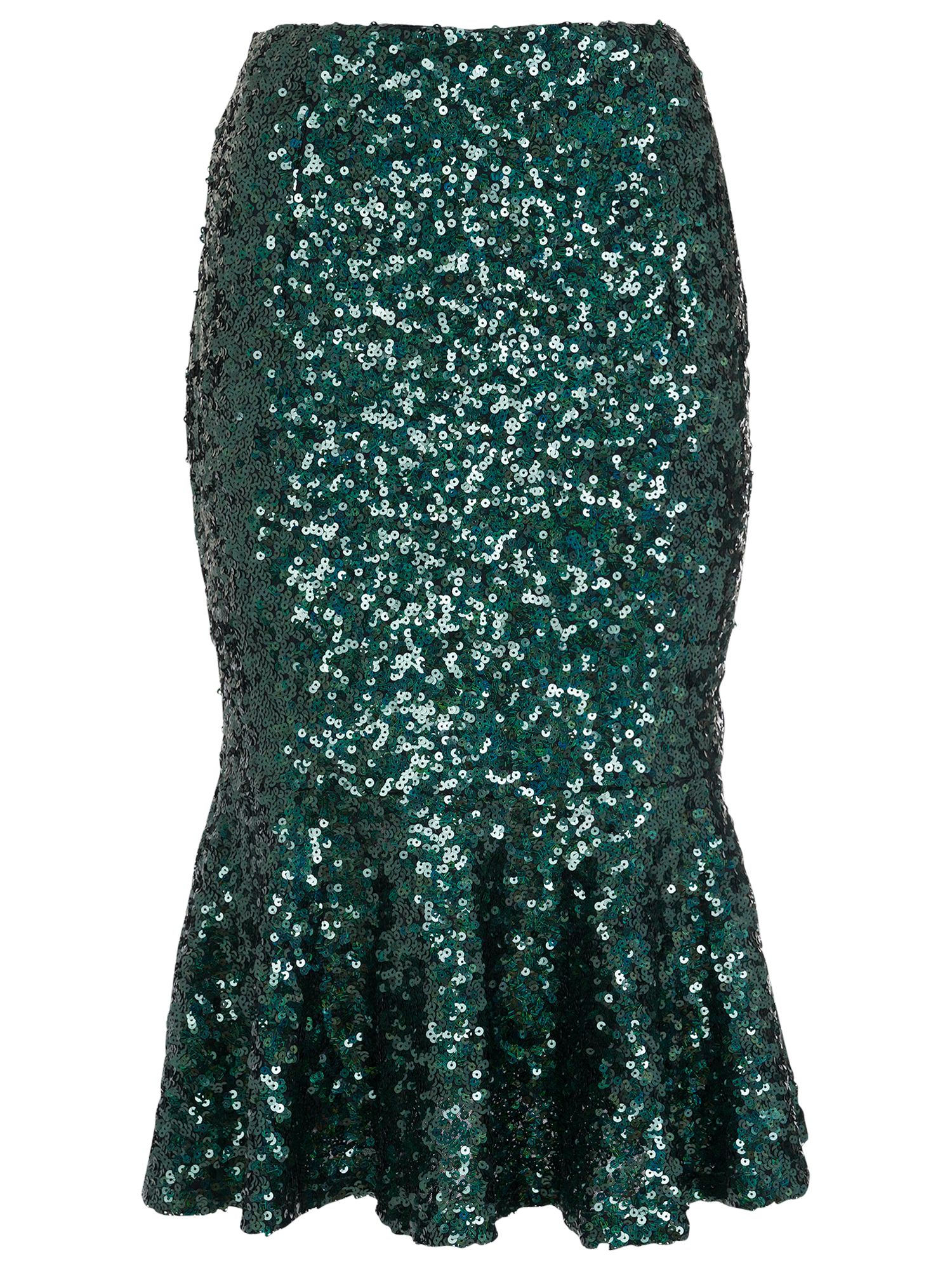 French Connection Fast Sirius Sequin Mermaid Skirt, Green at John Lewis ...
