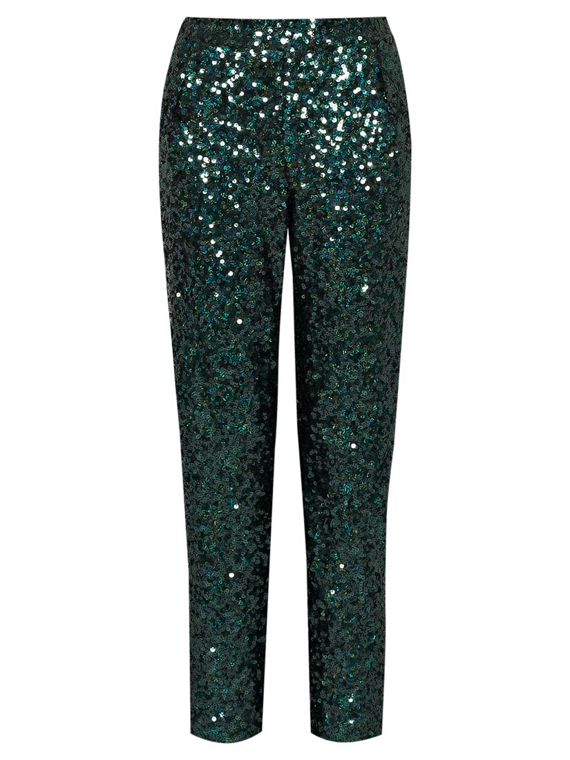 French Connection Fast Sirius Sequin Trousers, Green at John Lewis ...