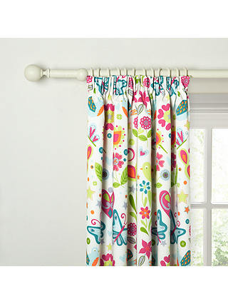 little home at John Lewis Birds & Buttons Pencil Pleat Blackout Lined Curtains