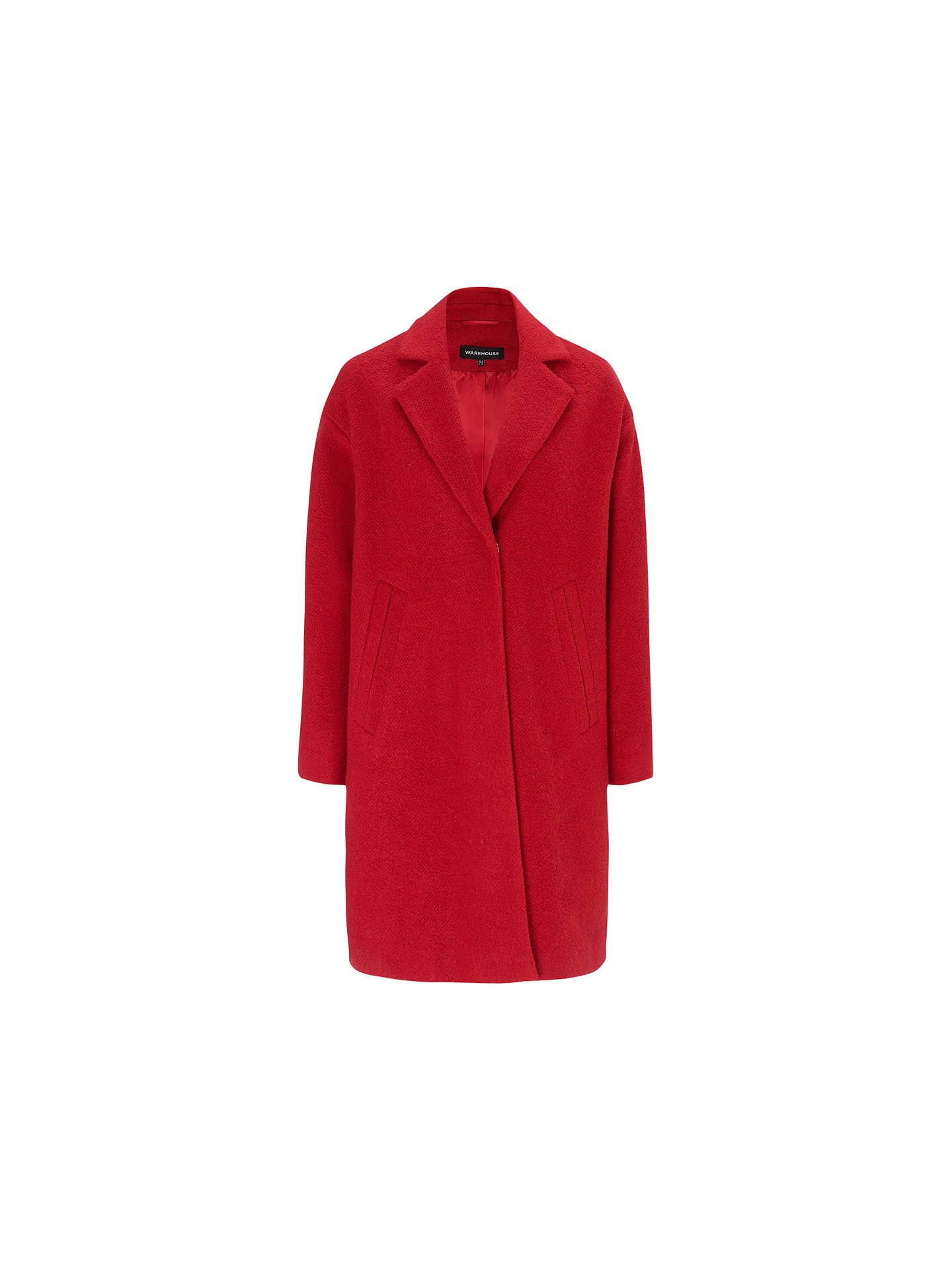 Warehouse Bouclé Wool Blend Coat, Bright Red at John Lewis & Partners