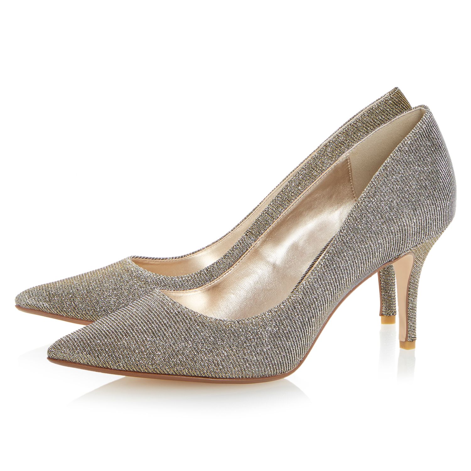 Dune Alina Stiletto Heeled Court Shoes, Metallic Gold, 4