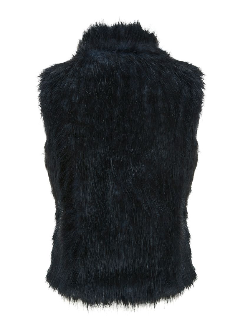 Mint Velvet Faux Fur Gilet, Black at John Lewis & Partners