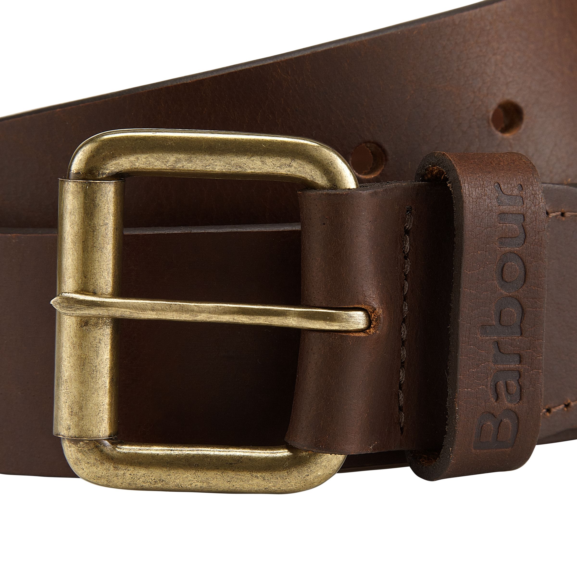 barbour brown leather belt