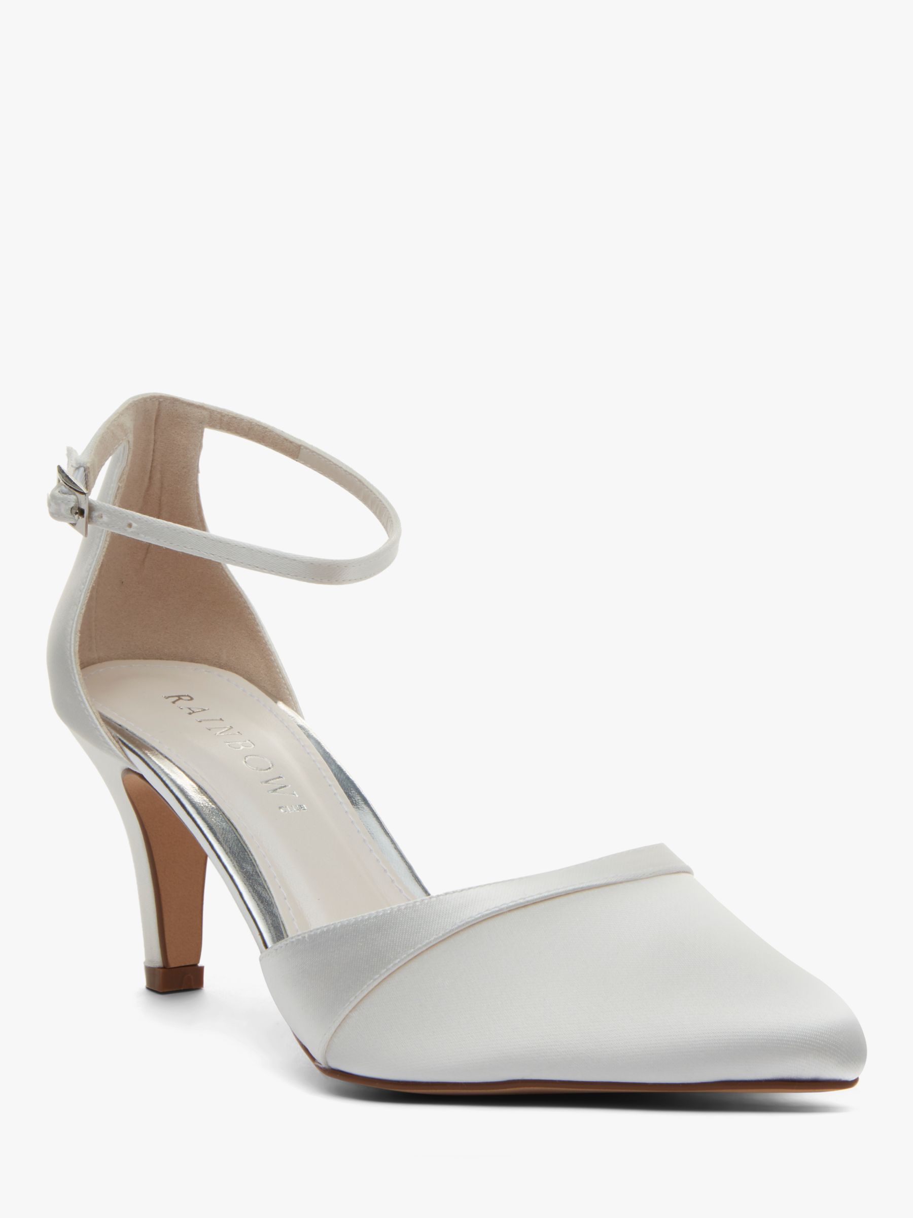 Rainbow Club Harper Satin Pointed Court Shoes, Ivory at John Lewis ...