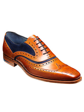 Barker McClean Goodyear Welted Leather Brogue Shoes, Cedar/Blue