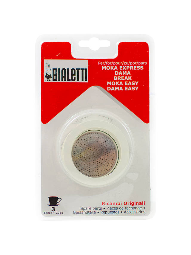 Bialetti Moka Express Hob Espresso Maker Replacement Gaskets and Filter, 3 Cup