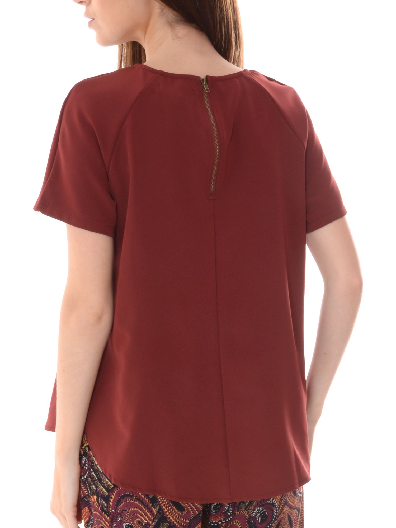 Buy True Decadence Short Sleeve Blouse, Maroon | John Lewis