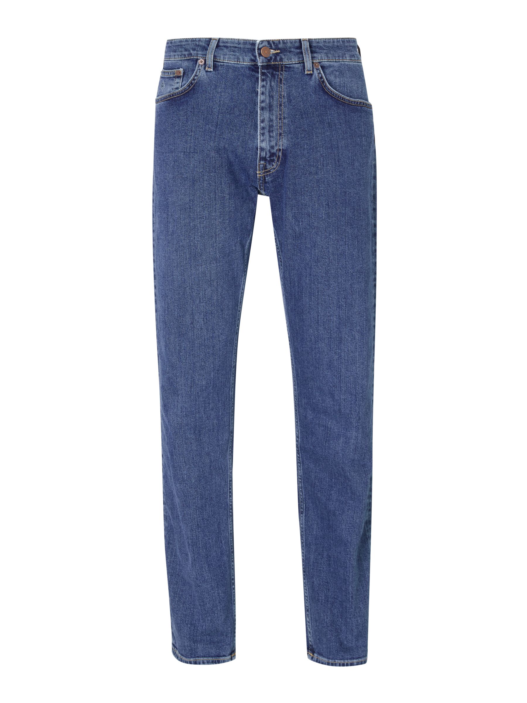 GANT 11 oz Comfort Regular Straight Jeans, Mid Blue at John Lewis ...
