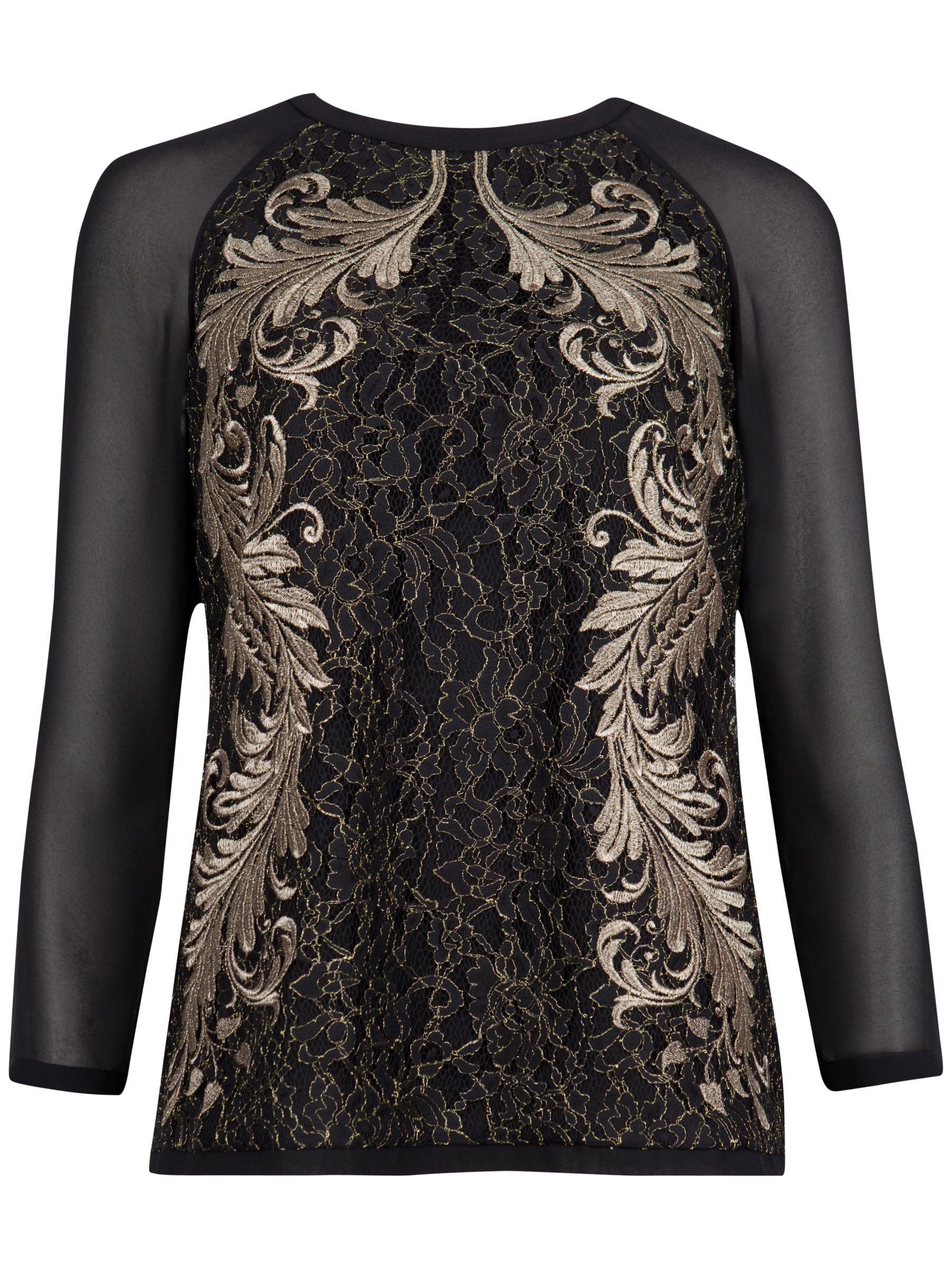 Buy Ted Baker Embroidered Front Lace Top, Gold Online at johnlewis.com