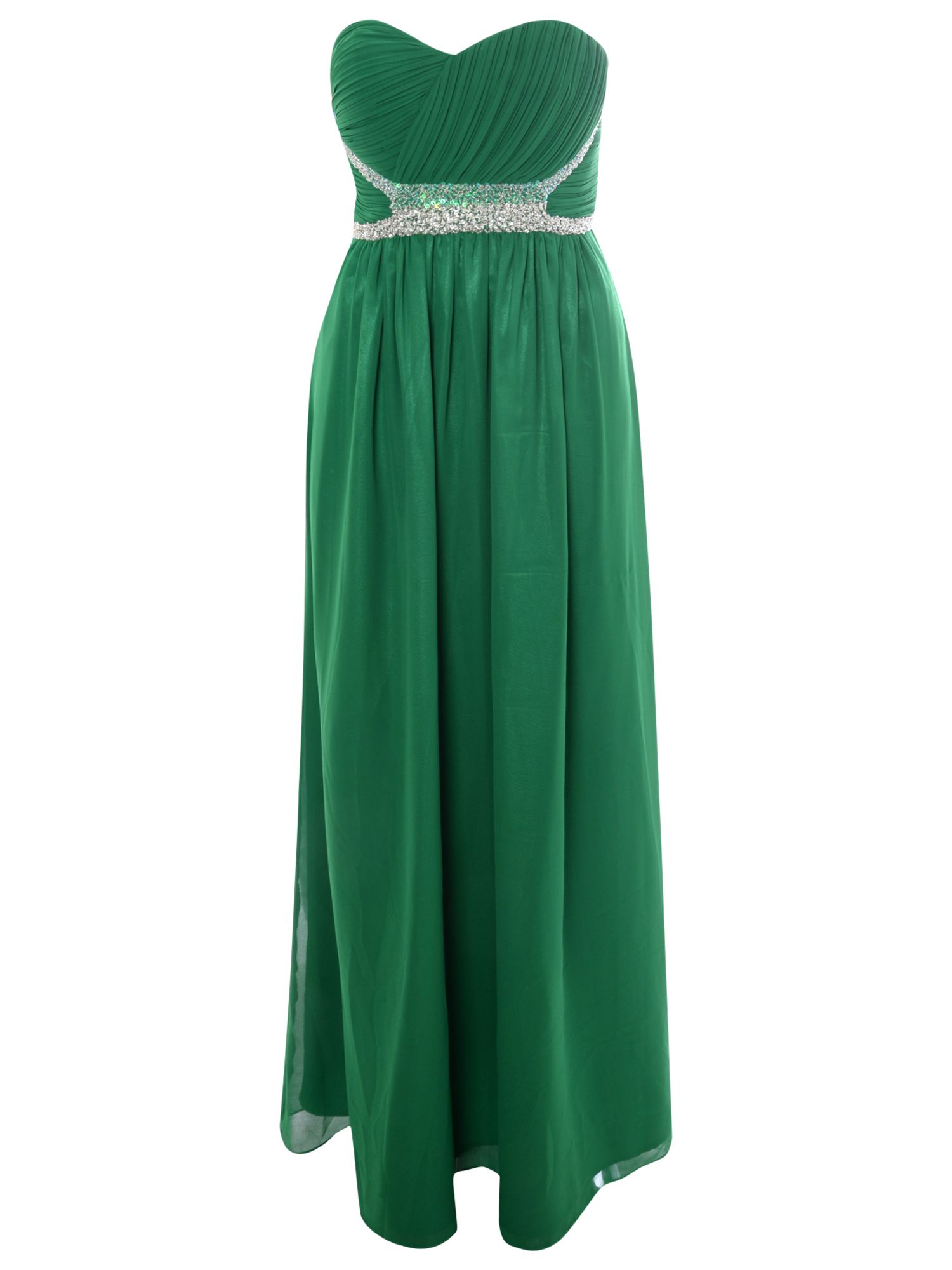 True Decadence Ruched Embellished Maxi Dress, Green at John Lewis ...