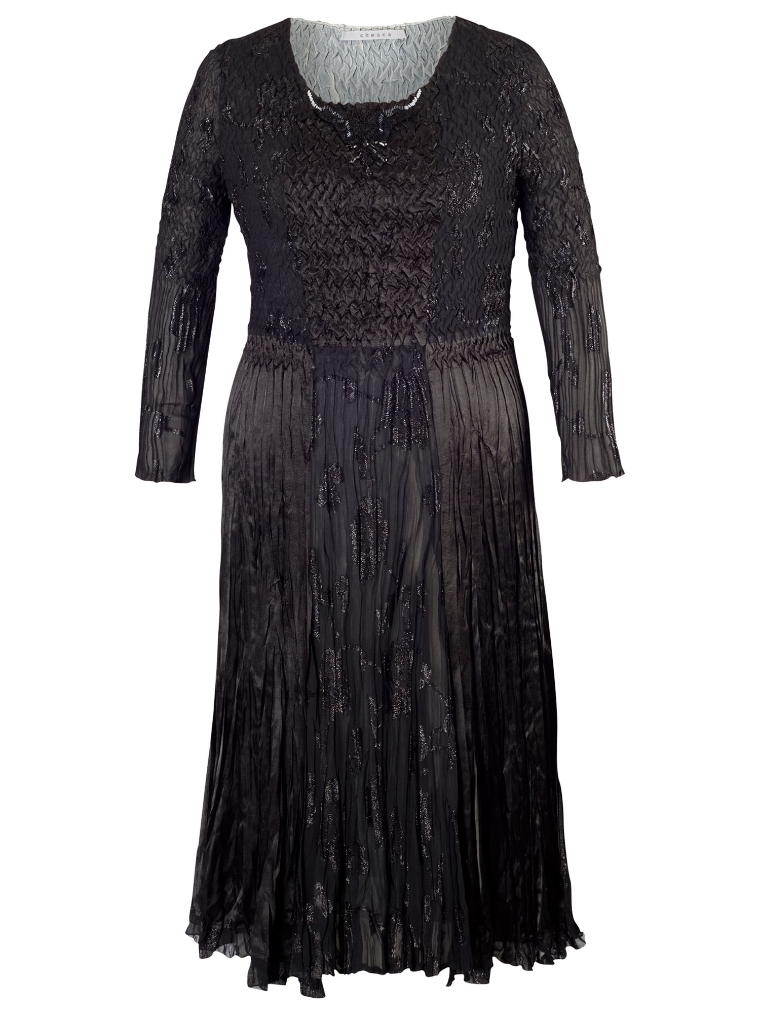 Chesca Crush Pleated Dress, Black