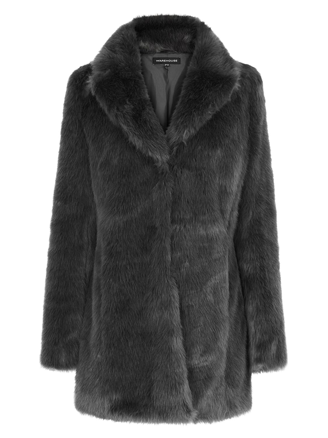 Warehouse Luxe Faux Fur Coat, Light Grey at John Lewis & Partners