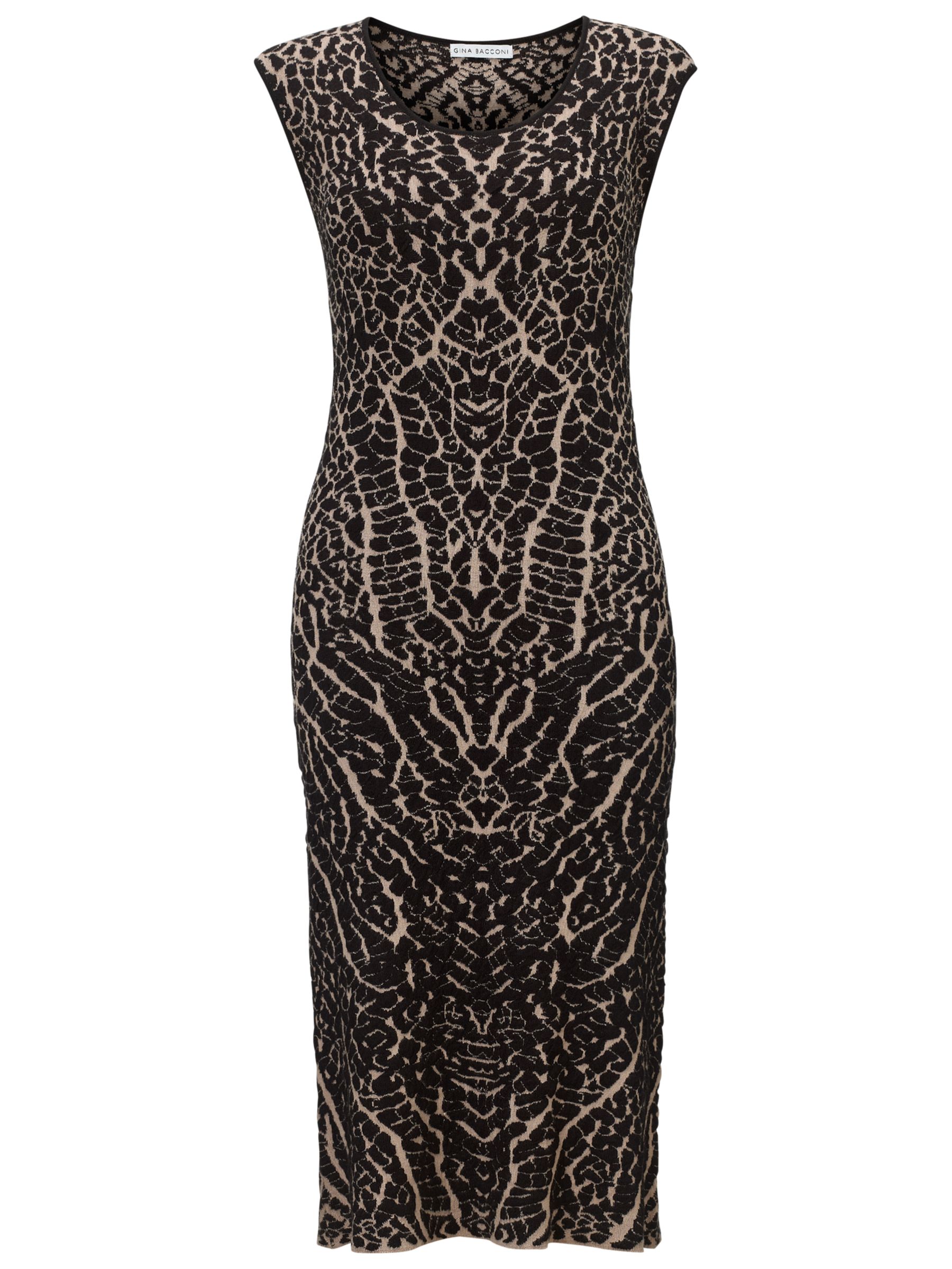Gina Bacconi Knitted Dress, Black/Beige