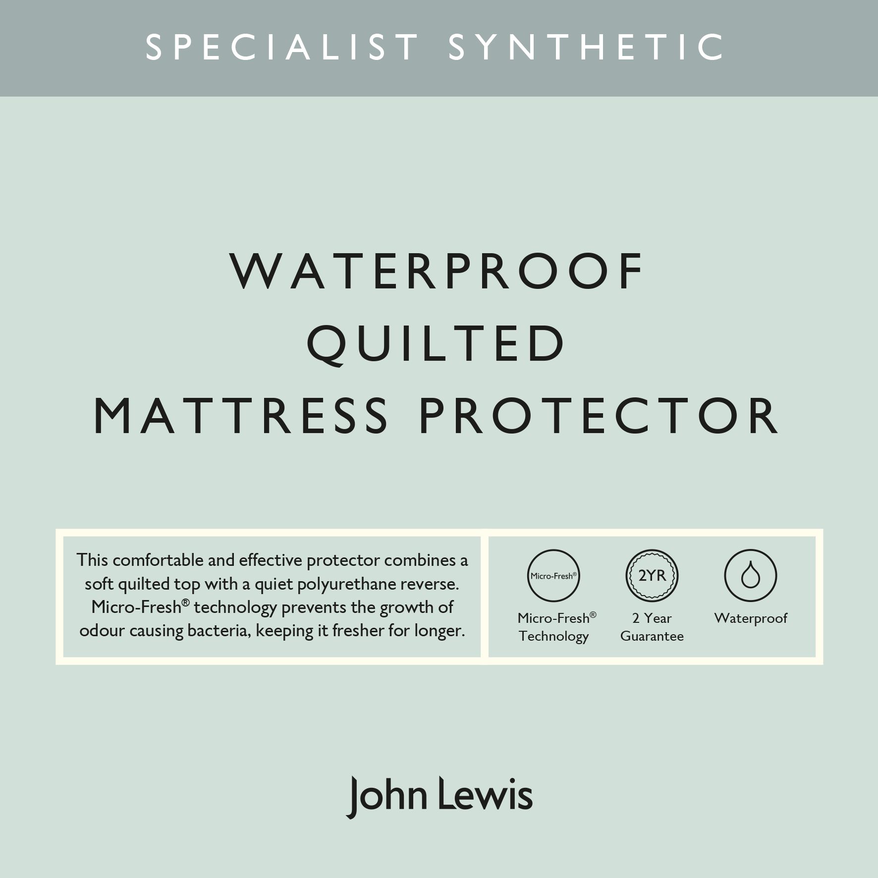 John Lewis & Partners Specialist Synthetic Waterproof Quilted Mattress
