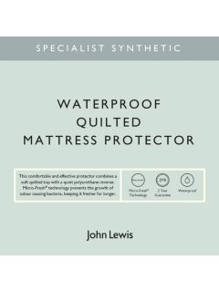 John Lewis Specialist Synthetic Waterproof Quilted Mattress Protector, Single