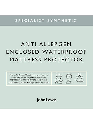 John Lewis & Partners Specialist Synthetic Anti Allergen Enclosed Waterproof Mattress Protector, Single