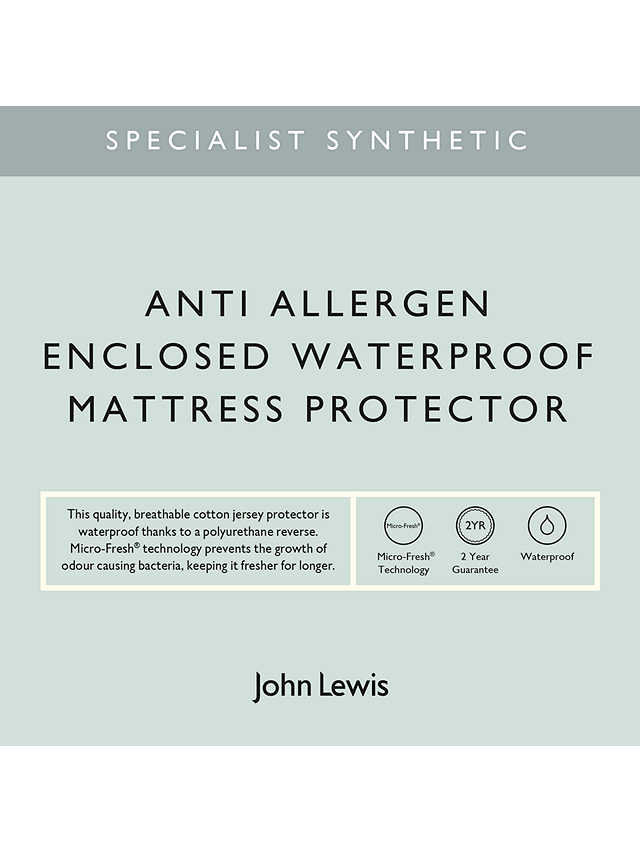 John Lewis Specialist Synthetic Anti Allergen Enclosed Waterproof Mattress Protector, Single