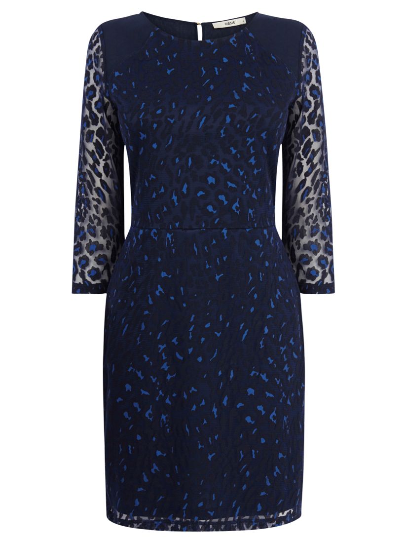 Buy Oasis Animal Burnout Dress, Rich Blue Online at johnlewis.com