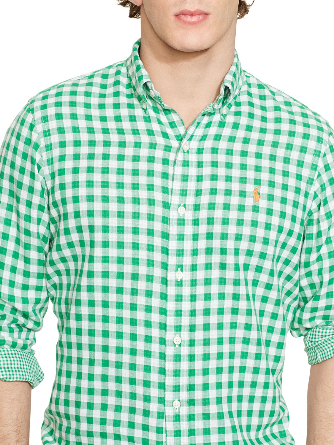 ralph lauren green gingham shirt