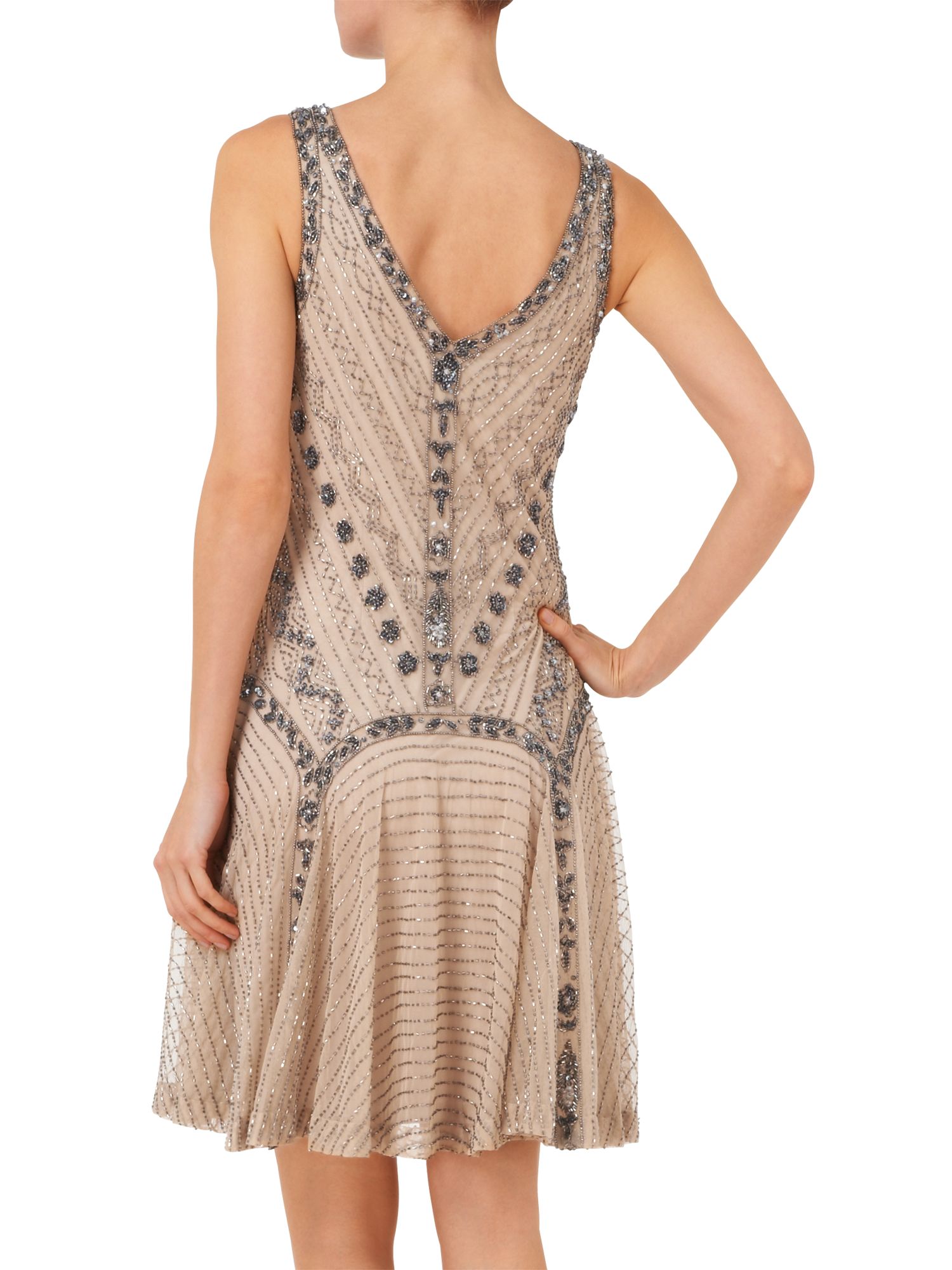 Phase Eight Gatsby Beaded Dress, Antique at John Lewis & Partners