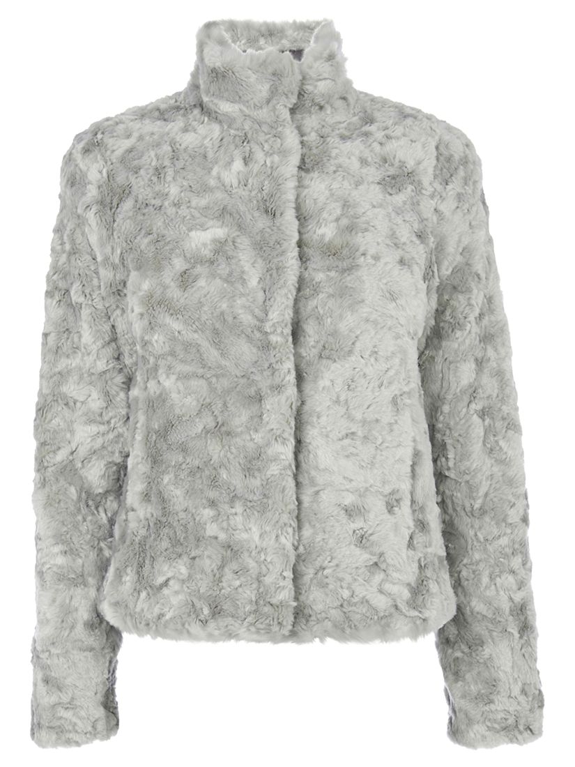 short grey fur jacket